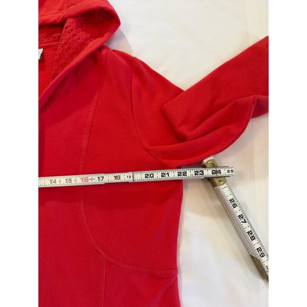 Hoodie & Crop Pants Set Chico's Zenergy Knit Orange Crochet Gold-tone Sz‎ 2 L